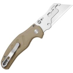 Couteau Kizer C01C Uti 2 Lame Acier 5Cr15MoV Utility Manche G10 Marron Button KIV348829JNA2