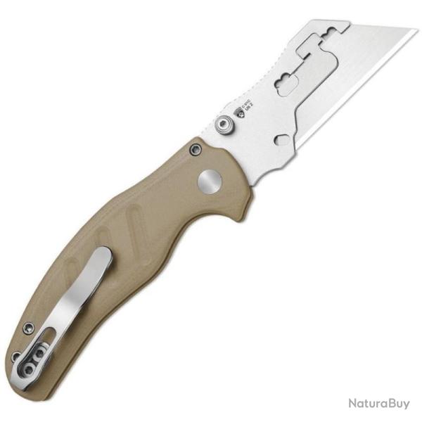 Couteau Kizer C01C Uti 2 Lame Acier 5Cr15MoV Utility Manche G10 Marron Button KIV348829JNA2