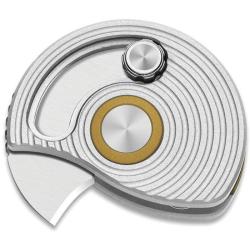 Couteau Kizer Snail-trail Lame Acier AEB-L Hawkbill Manche Aluminium Argent&eacute; Slip Joint KIV2757A3