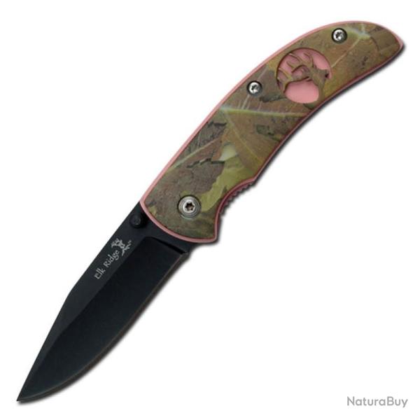Couteau Pliant Elk Ridge Rose Lame Acier 3Cr13 Manche Aluminium Rose Camo Linerlock ER120