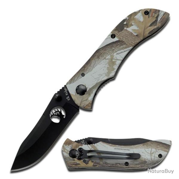 Couteau Elk Ridge Camo Linerlock Lame Acier 3Cr13 Manche Aluminium camouflage gris Linerlock ER015