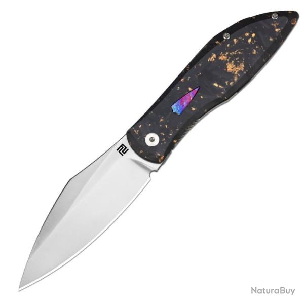 Couteau Pliant Artisan Cutlery Weyden Gold Flake Lame Acier S90V Manche Titane Framelock ATZ1859GGCF
