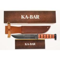 Couteau Ka-Bar 125th Anniversary Dogs Head Lame Acier 1095 Cro-Van Manche Cuir &Eacute;tui Cuir USA KA9228