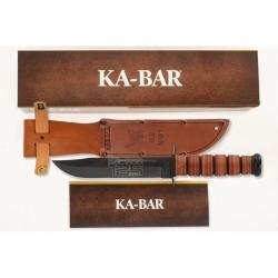 Couteau Ka-Bar 125th Anniversary Navy Fixed Blade Lame Acier 1095 Cro-Van Manche Cuir &Eacute;tui KA9227