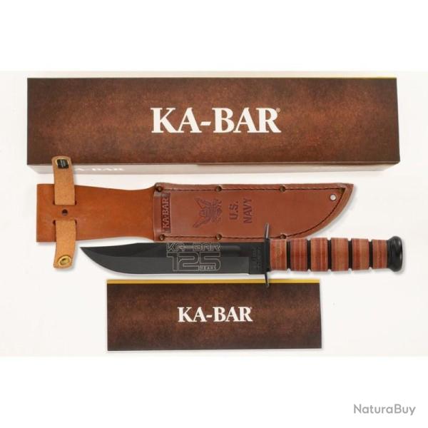 Couteau Ka-Bar 125th Anniversary Navy Fixed Blade Lame Acier 1095 Cro-Van Manche Cuir �tui KA9227