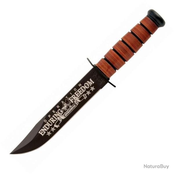 Couteau Ka-Bar USN OEF Afghanistan Bowie Commemorative Lame Acier 1095 Manche Cuir �tui Cuir KA9170