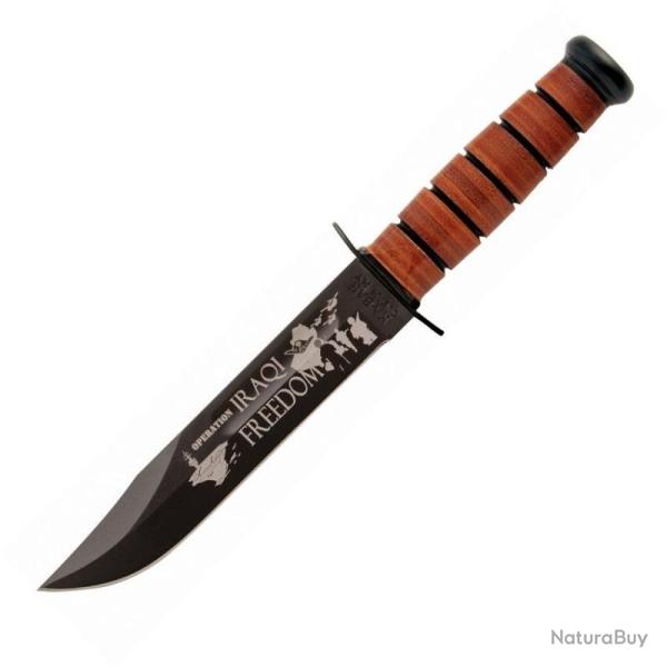 Couteau Ka-Bar US Navy Operation Iraqi Freedom Commemo Lame Acier 1095 Manche Cuir �tui Cuir KA9131