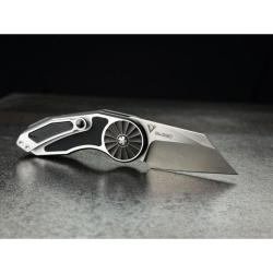 Couteau Begg Knives Micro Burst Wharncliffe Lame Acier VG-10 Manche Rosette Noir Button Lock BG061