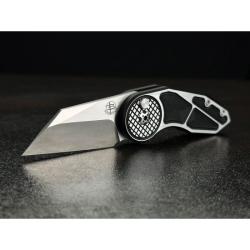 Couteau Begg Knives Micro Burst Wharncliffe Lame Acier VG-10 Manche Aluminium Noir Button Lock BG060