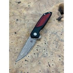 Couteau Begg Knives Diamici Lame Damas Manche Inox/G10 Noir Bois Linerlock BG056