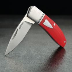 Couteau Begg Knives Mini Hunter Slip Joint Lame Acier 14C28N Manche G10 Rouge BG044