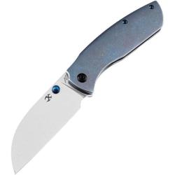 Couteau Pliant Kansept Convict Lame Acier S35VN Manche Titane Bleu Frame Lock K1023B2