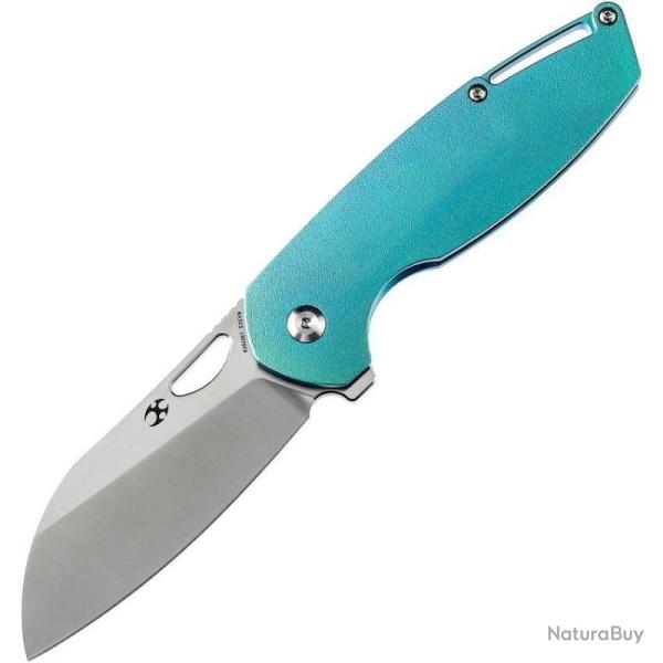 Couteau Kansept Model 6 Lame Acier CPM S35VN Manche Titane Vert Orange Peel Frame Lock K1022B7