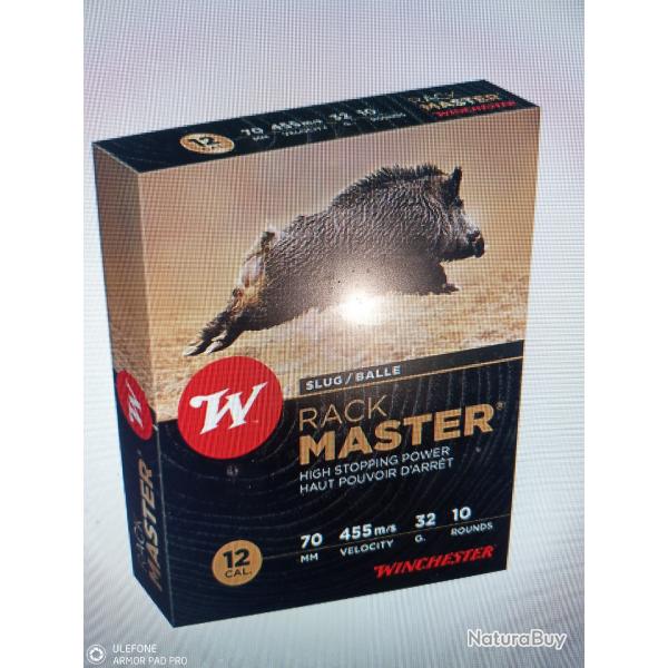 Winchester balles rackmaster slug 12/70 23mm 32g 10 munitions