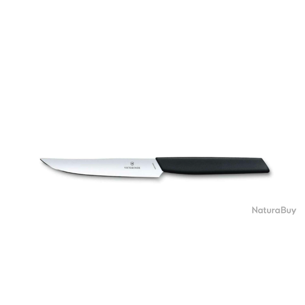 Victorinox Swiss Modern 6.9003.12 - Couteau � steak lisse - manche noir 12 cm - Vendu par bo�te de 6