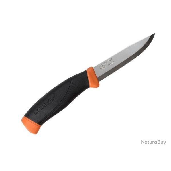 Dague/ poignard Morakniv COMPANION lame 10.5cm manche gomme noire etui rigide orange