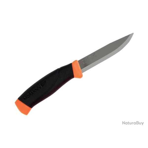 Dague Morakniv COMPANION lame 10.5cm acier inox manche gomme + etui rigide orange