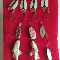 8 CUILLERS DE P&Ecirc;CHE MEPPS RAINBO N&deg;2 LUSOX N&deg;2 AGLIA TW VAIRONNEE N&deg;4