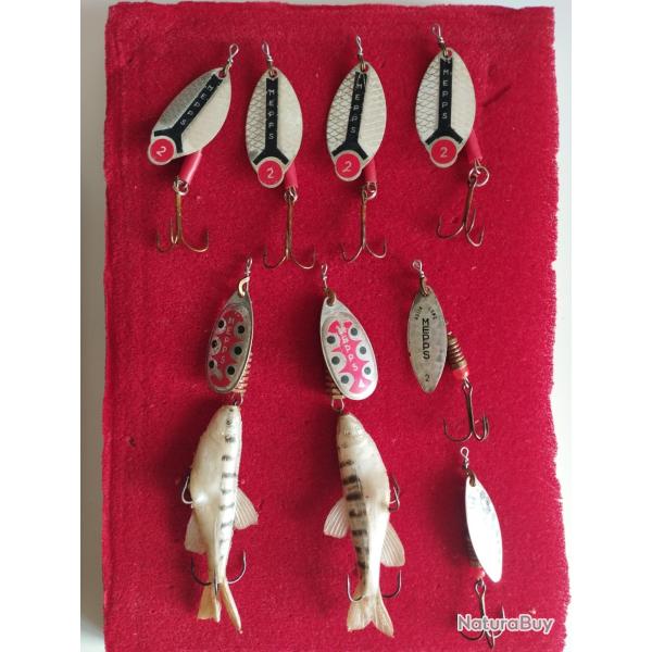 8 CUILLERS DE P�CHE MEPPS RAINBO N�2 LUSOX N�2 AGLIA TW VAIRONNEE N�4