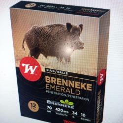 Winchester brenneke emerald 12/70 slug 34gr p 18.6mm 10 munitions