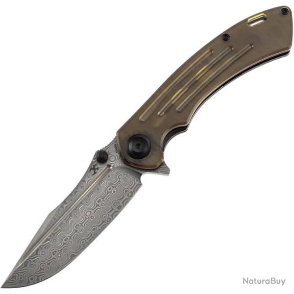 Couteau Pliant Kansept Pretatout Lame Damas Manche Ultem Ambre Frame Lock K1032D4