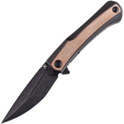 Couteau Pliant Kansept Kratos Lame Acier CPM S35VN Manche Titane Micarta Marron Frame Lock K1024A8