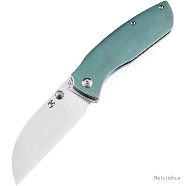 Couteau Pliant Kansept Convict Lame Acier S35VN Manche Titane Vert Frame Lock K1023B3