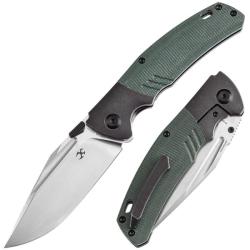 Couteau Pliant Kansept Hinterland Lame Acier CPM S35VN Manche Titane Micarta Vert Frame Lock K1057A2