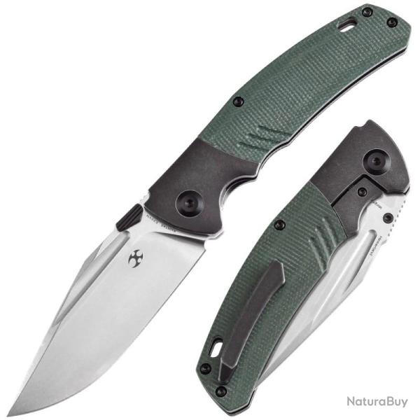 Couteau Pliant Kansept Hinterland Lame Acier CPM S35VN Manche Titane Micarta Vert Frame Lock K1057A2