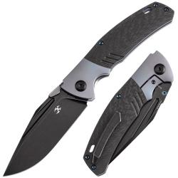 Couteau Kansept Hinterland Lame Acier CPM S35VN Manche Titane Bleu Fibre Carbone Frame Lock K1057A1