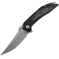 Couteau Pliant Kansept Baku Lame Acier CPM S35VN Manche Fibre Carbone Noir Vert Liner Lock K1056A7