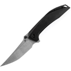 Couteau Pliant Kansept Baku Lame Damas Manche Titane Noir Liner Lock K1056A5