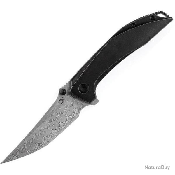 Couteau Pliant Kansept Baku Lame Damas Manche Titane Noir Liner Lock K1056A5