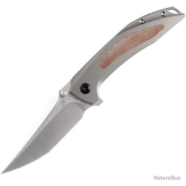 Couteau Pliant Kansept Baku Lame Acier CPM S35VN Manche Titane Micarta Marron Liner Lock K1056A2
