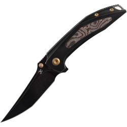 Couteau Kansept Baku Lame Acier CPM S35VN Manche Titane Fibre Carbone Cuivre Liner Lock K1056A1