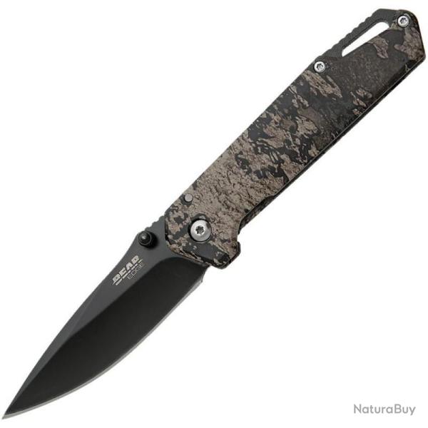 Couteau Bear Edge Brisk 3.0 Framelock True Timber Strata Lame Acier 440 Manche Acier inoxyd BC61544
