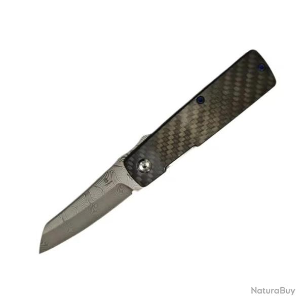 Couteau Tenable Higonokami Linerlock Lame Damas Manche Fibre Carbone B2135A3