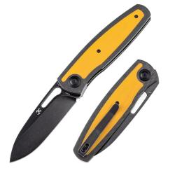 Couteau Pliant Kansept Mato Lame Acier CPM S35VN Manche Fibre Carbone Jaune Liner Lock K1050A3