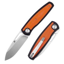 Couteau Pliant Kansept Mato Lame Acier CPM S35VN Manche G10 Noir Orange Liner Lock K1050A2