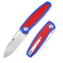 Couteau Pliant Kansept Mato Lame Acier CPM S35VN Manche G10 Rouge Bleu Liner Lock K1050A1