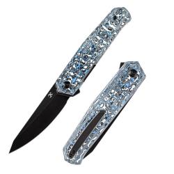 Couteau Kansept Integra Lame Acier CPM S35VN Manche Fibre Carbone Bleu Blanc Frame Lock K1042B2