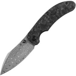 Couteau Pliant Kansept Nesstreet Lame Damas Manche Fibre Carbone Shred Liner Lock K1039D1