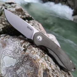 Couteau MKM Viper Timavo Lame Acier M390 Manche Green Micarta Linerlock Clip Italy MKMV027