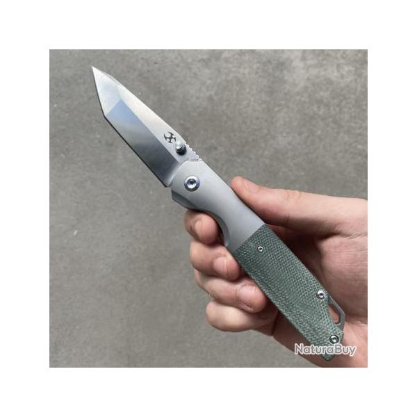Couteau Kansept Warrior Green Titanium/Micarta Lame Tanto Acier S35VN Ball Bearing K1005T5