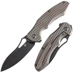 Couteau Kansept Echis Lame Acier CPM-S35VN Manche Titane anodis&eacute; bronze motif Frag Frame K1071A6