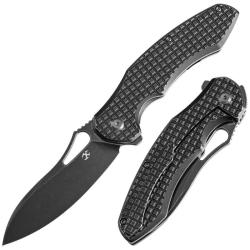 Couteau Kansept Echis Lame Acier CPM-S35VN Manche Titane noirci motif Frag Frame Lock K1071A5