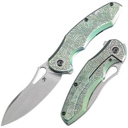 Couteau Kansept Echis Lame Acier CPM-S35VN Manche Titane anodis&eacute; vert grain&eacute; Frame Lock K1071A4