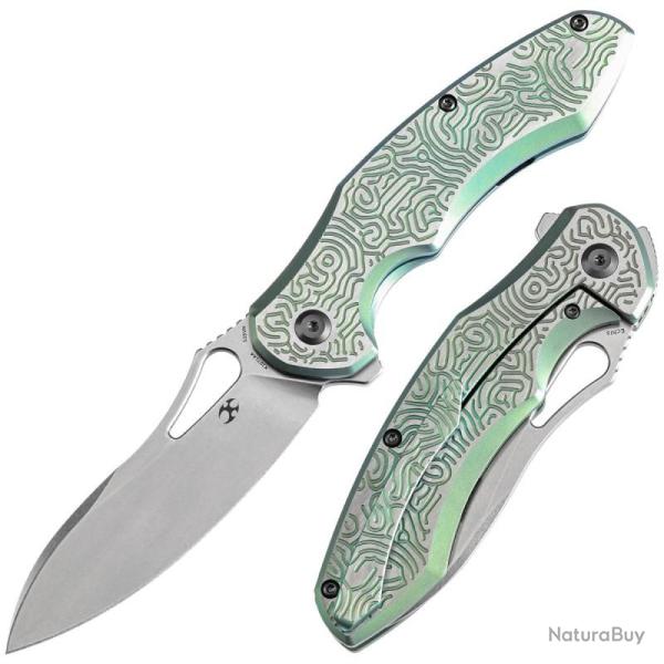 Couteau Kansept Echis Lame Acier CPM-S35VN Manche Titane anodis� vert grain� Frame Lock K1071A4