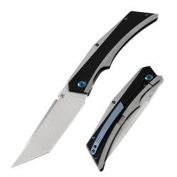 Couteau Kansept Naska Lame Acier CPM-S35VN Tanto Manche Titane Noir Anodise Frame Lock K1035T1