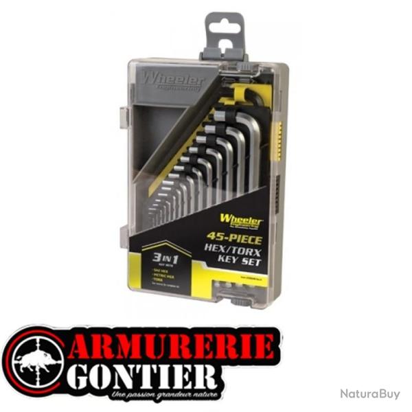 Jeu de Cl�s Allen SAE/M�trique et Torx Wheeler 45 pi�ces